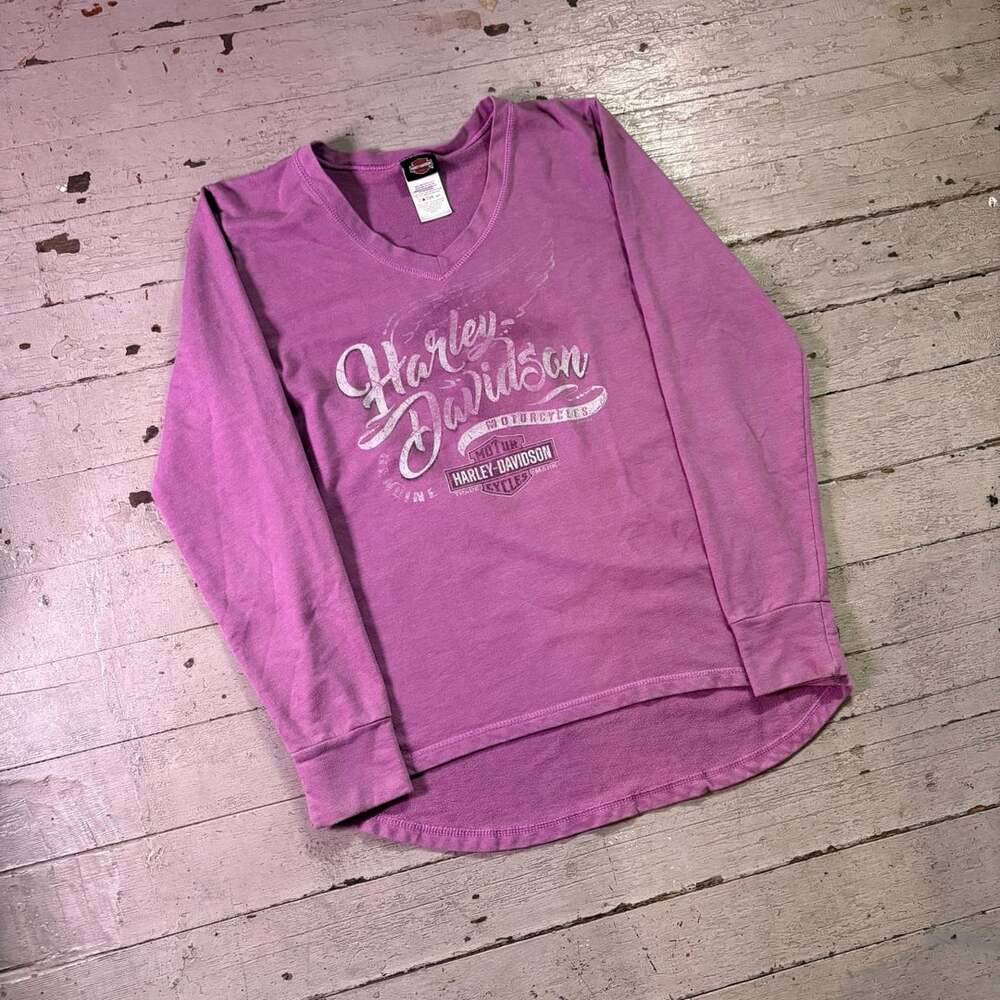 Harley-Davidson Purple Lightweight Sweatshirt Long Sleeve V-Neck Size M